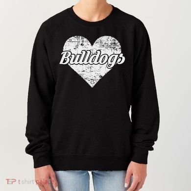 Bulldogs Over Distressed Heart Lawrence County Women's Sweatshirt