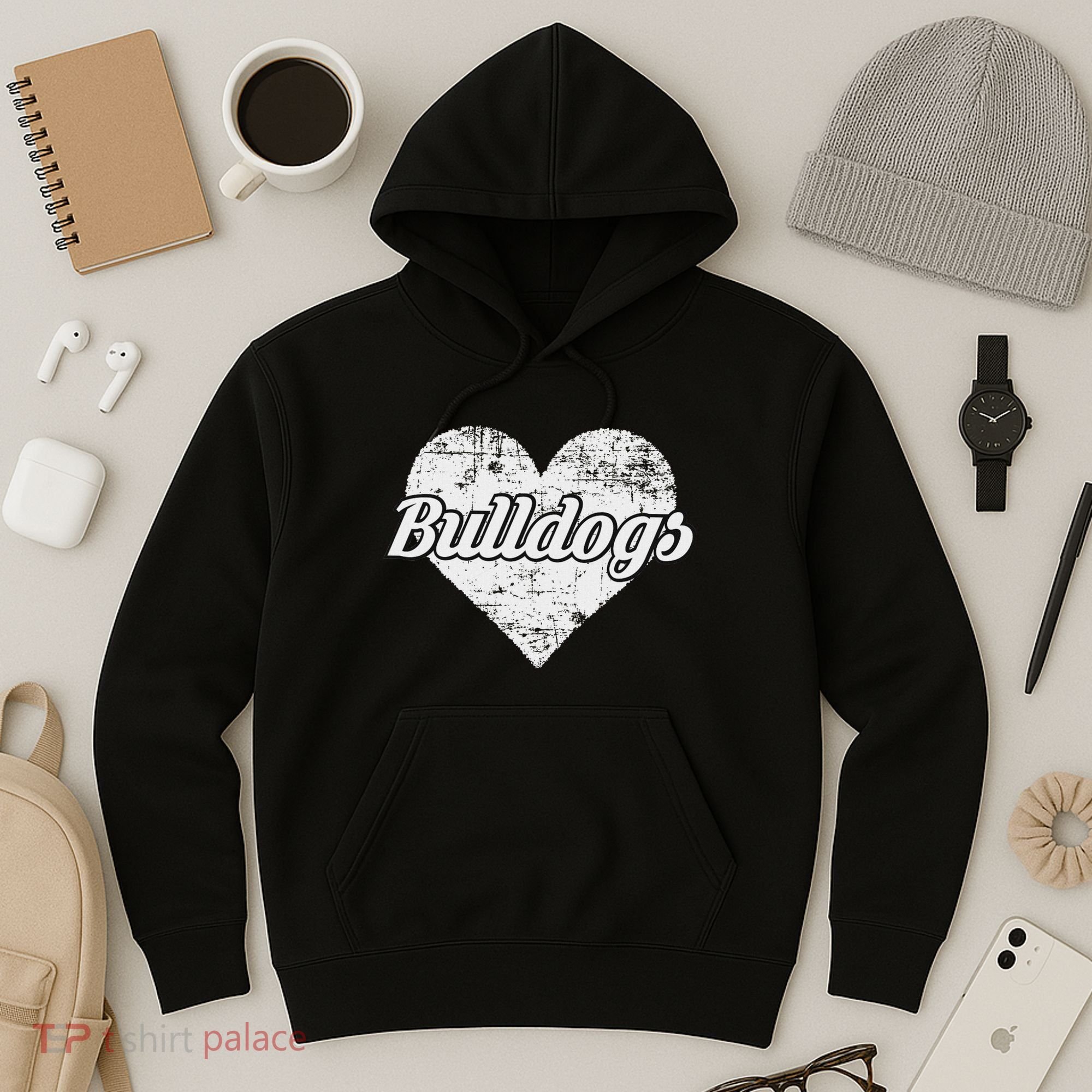 Bulldogs Over Distressed Heart Lawrence County Hoodie