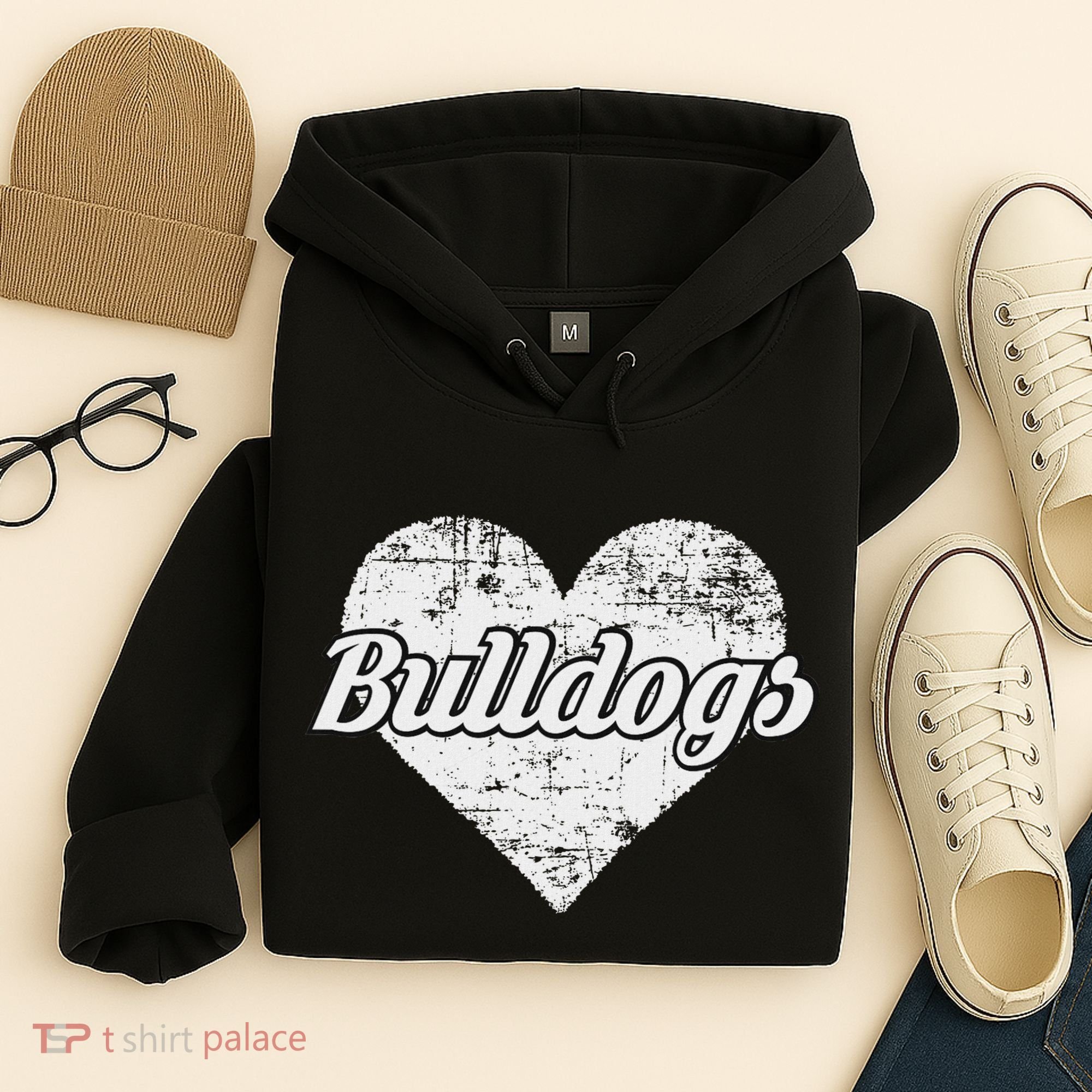 Bulldogs Over Distressed Heart Lawrence County Hoodie