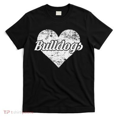 Bulldogs Over Distressed Heart Lawrence County T-Shirt