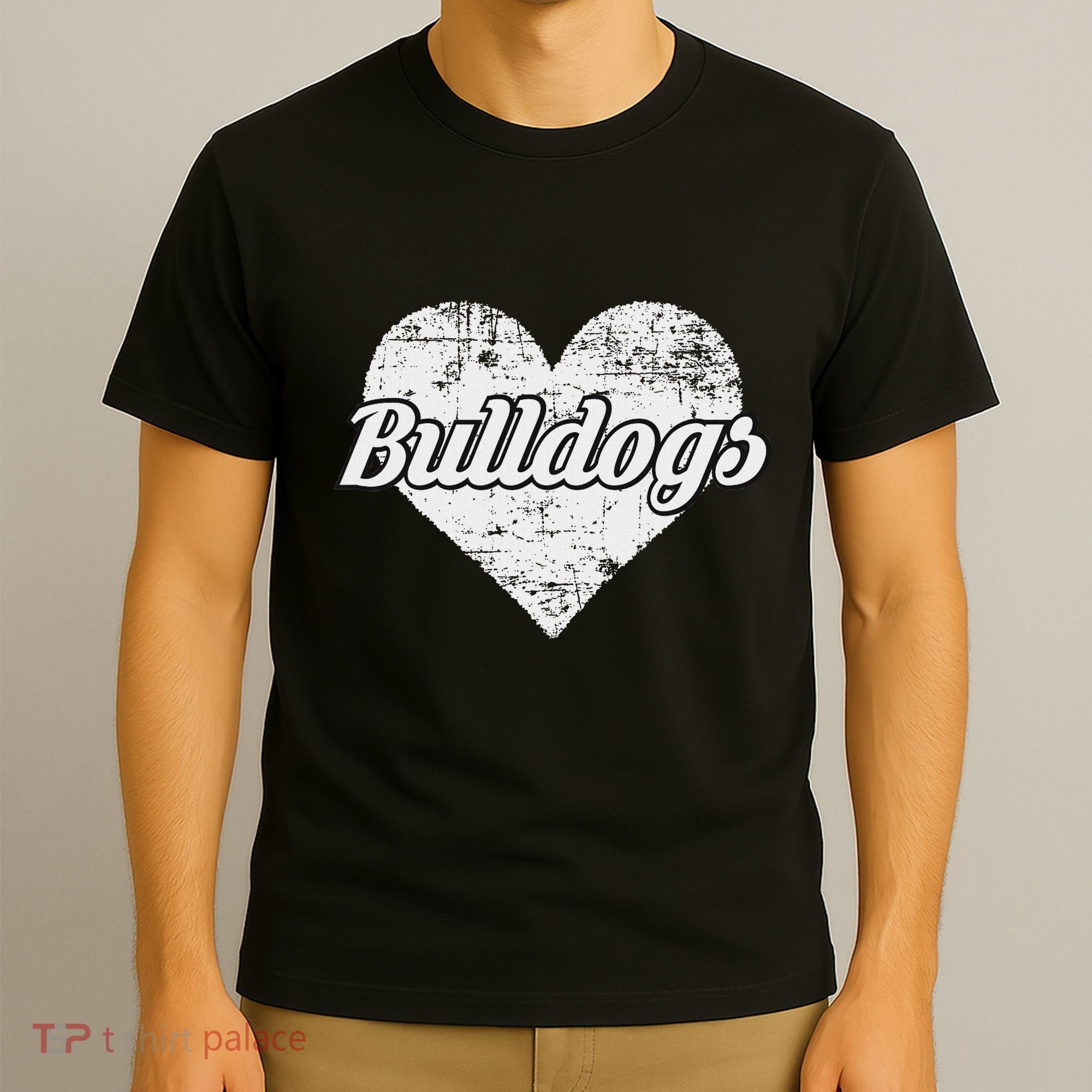 Bulldogs Over Distressed Heart Lawrence County T-Shirt