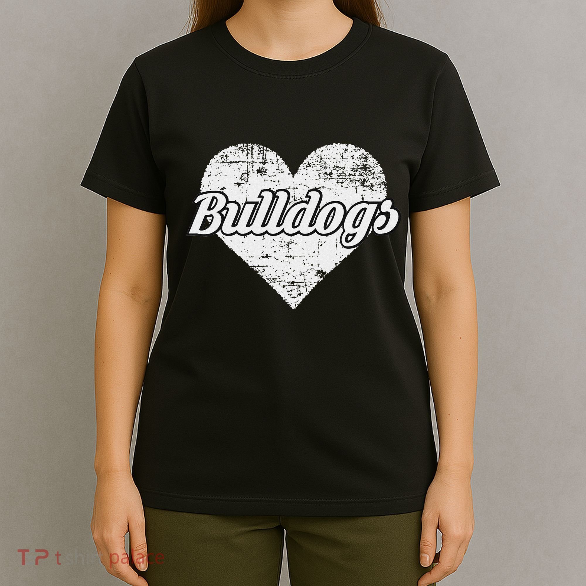 Bulldogs Over Distressed Heart Lawrence County T-Shirt
