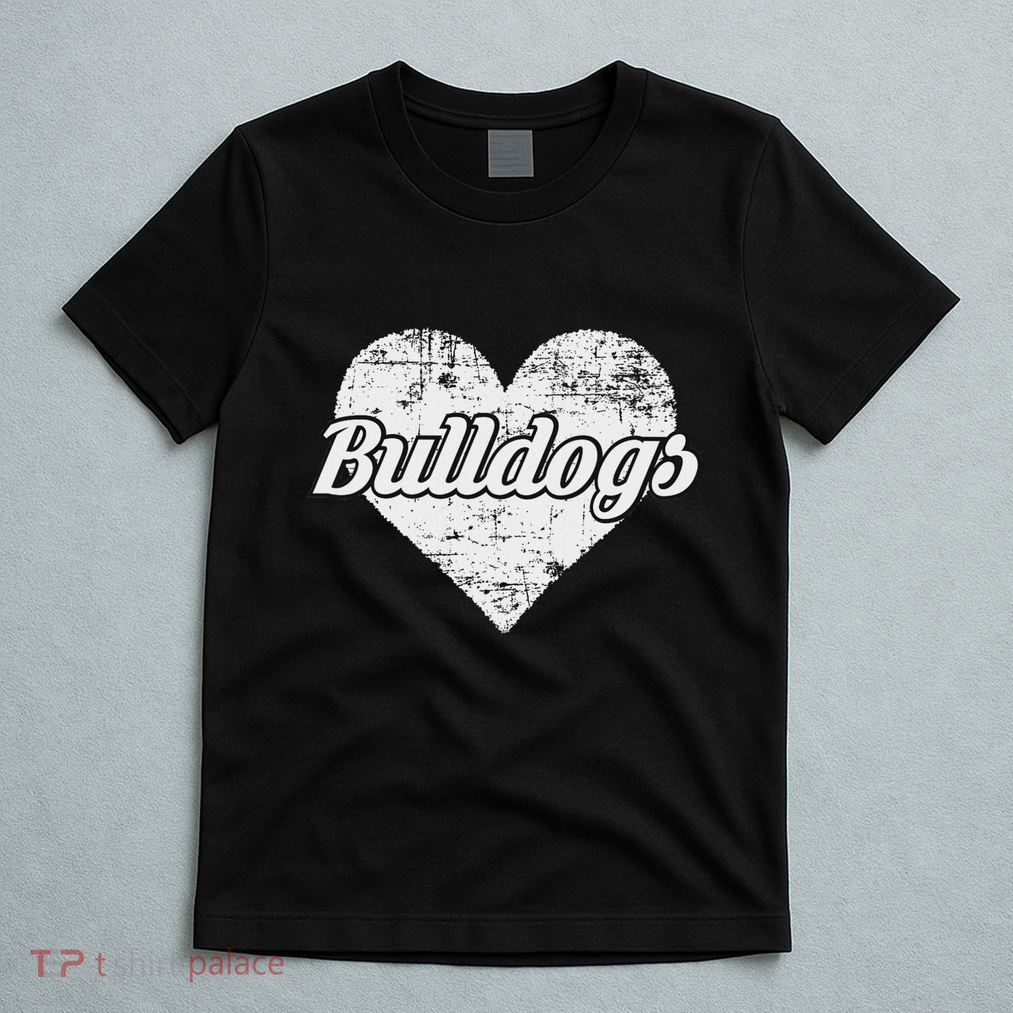Bulldogs Over Distressed Heart Lawrence County T-Shirt