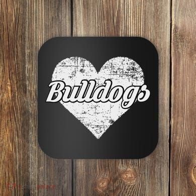 Bulldogs Over Distressed Heart Lawrence County Coaster