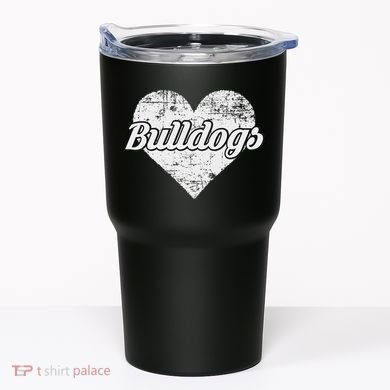 Bulldogs Over Distressed Heart Lawrence County Tumbler