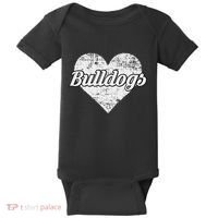 Bulldogs Over Distressed Heart Lawrence County Baby Bodysuit thumb 0