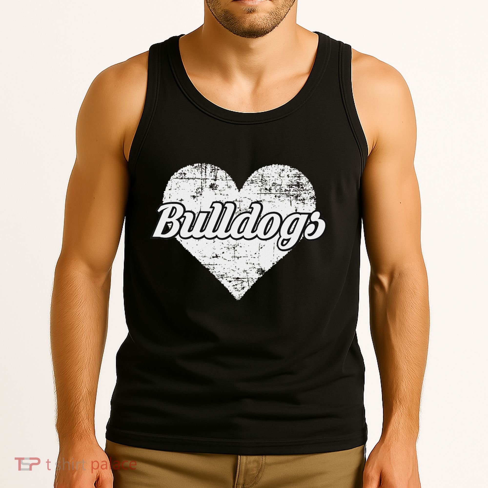 Bulldogs Over Distressed Heart Lawrence County Tank Top