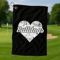 Bulldogs Over Distressed Heart Lawrence County Golf Towel thumb 1