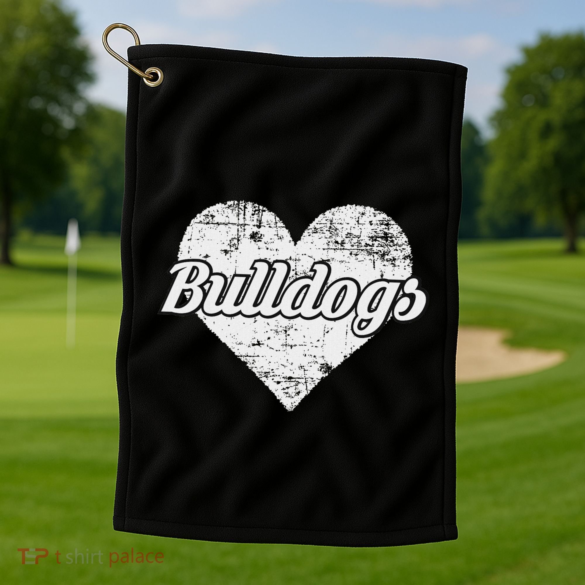 Bulldogs Over Distressed Heart Lawrence County Golf Towel