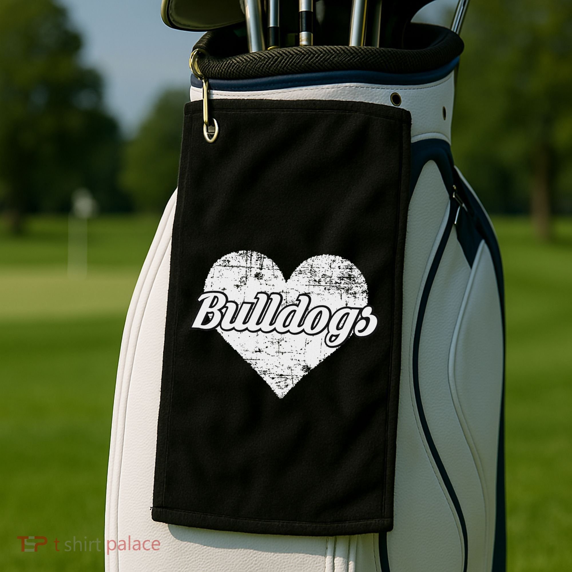 Bulldogs Over Distressed Heart Lawrence County Golf Towel