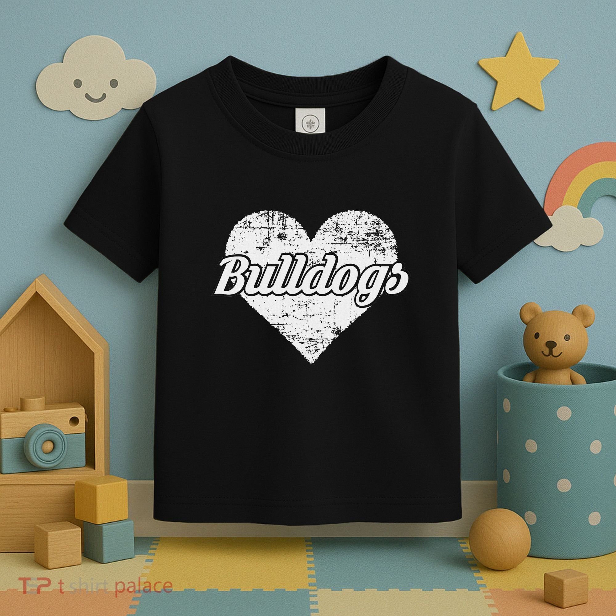 Bulldogs Over Distressed Heart Lawrence County Toddler T-Shirt