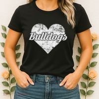 Bulldogs Over Distressed Heart Lawrence County Women's T-Shirt thumb 2