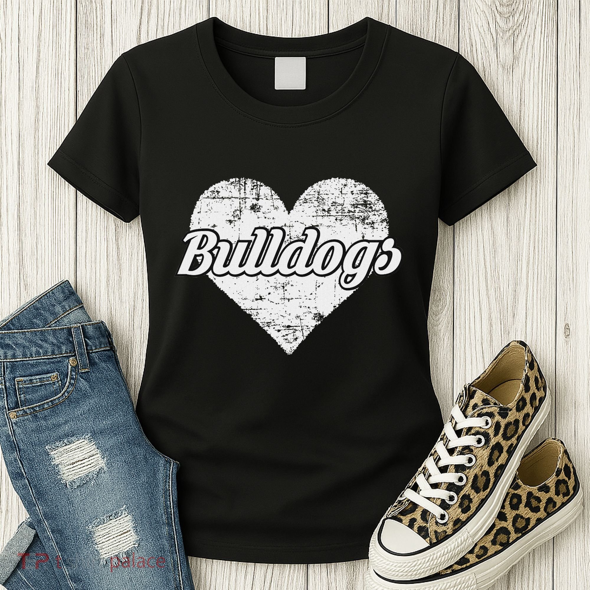 Bulldogs Over Distressed Heart Lawrence County Women's T-Shirt