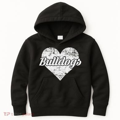 Bulldogs Over Distressed Heart Lawrence County Kids Hoodie
