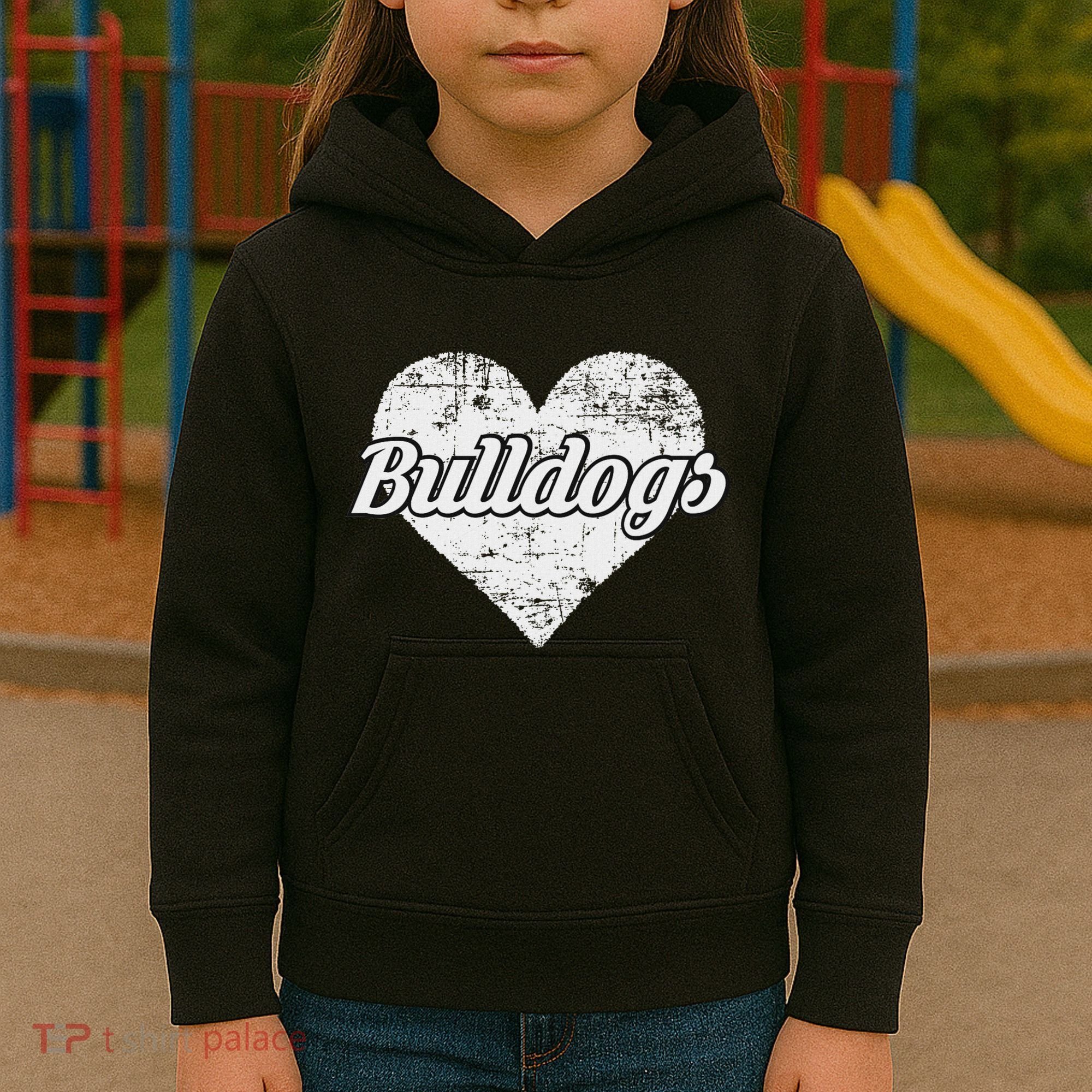 Bulldogs Over Distressed Heart Lawrence County Kids Hoodie