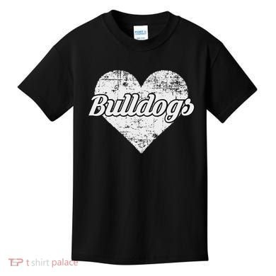 Bulldogs Over Distressed Heart Lawrence County Kids T-Shirt