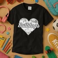 Bulldogs Over Distressed Heart Lawrence County Kids T-Shirt thumb 3
