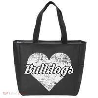 Bulldogs Over Distressed Heart Lawrence County Tote Bag thumb 0