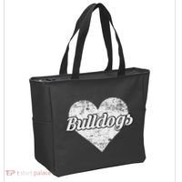 Bulldogs Over Distressed Heart Lawrence County Tote Bag thumb 2