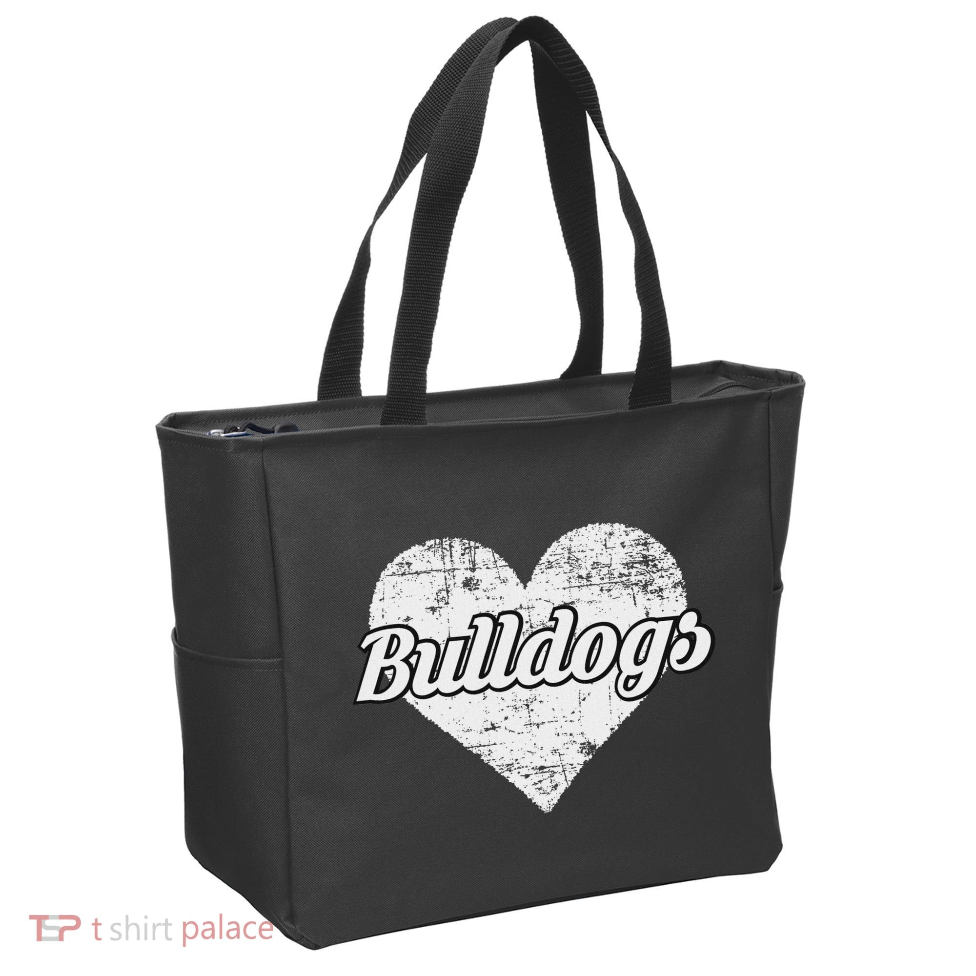 Bulldogs Over Distressed Heart Lawrence County Tote Bag