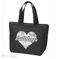 Bulldogs Over Distressed Heart Lawrence County Tote Bag thumb 3