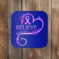 Believe October Domestic Violence Awareness Month Women Coaster thumb 0