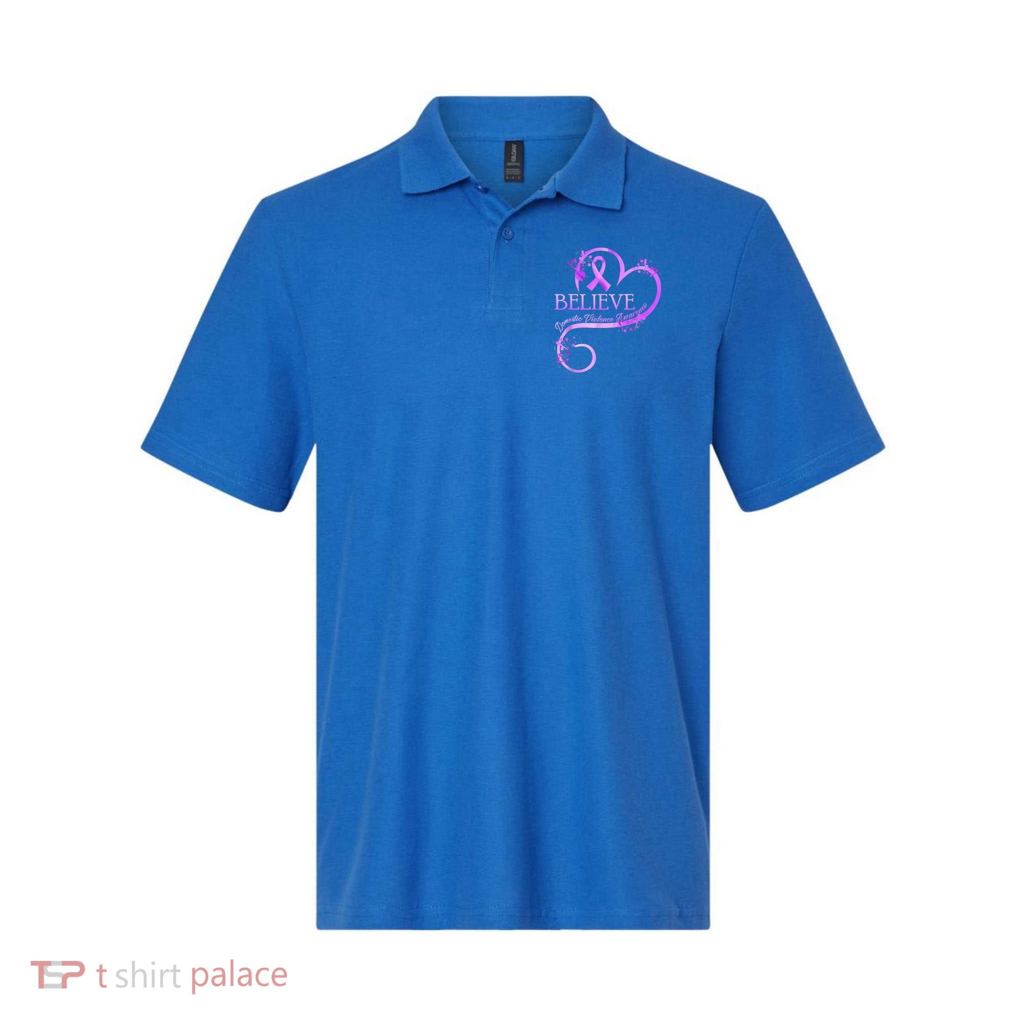 Believe October Domestic Violence Awareness Month Women Polo