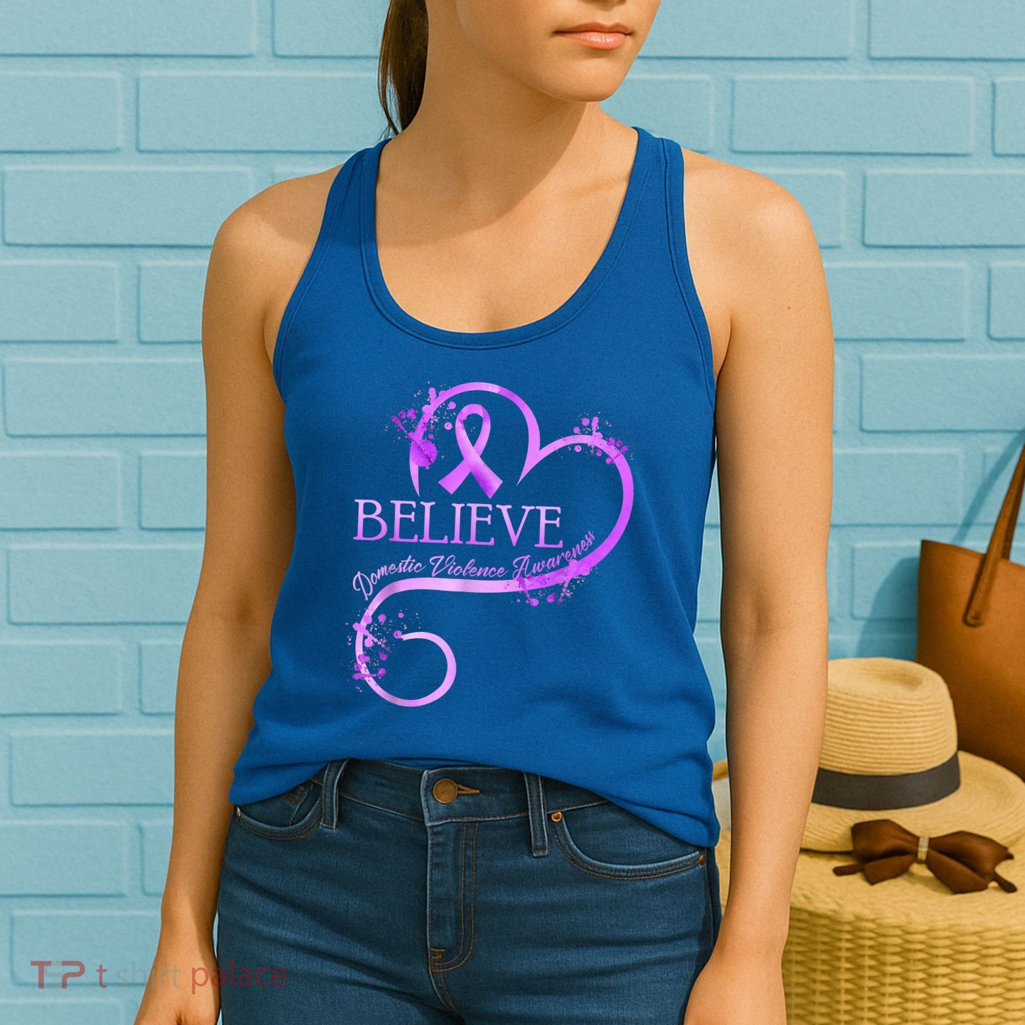 Believe October Domestic Violence Awareness Month Women Women's Tank Top