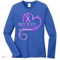 Believe October Domestic Violence Awareness Month Women Women's Long Sleeve Shirt thumb 0