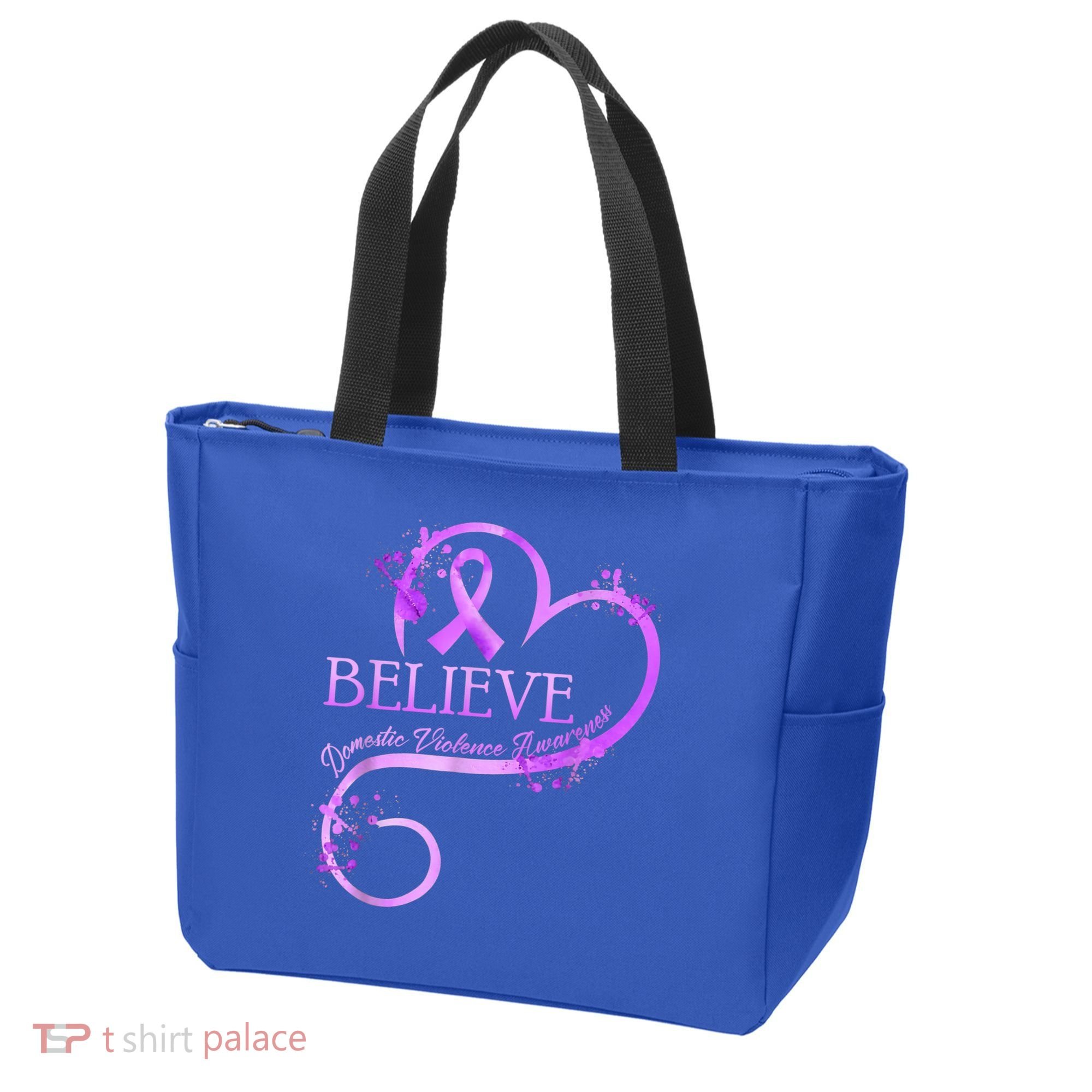 Believe October Domestic Violence Awareness Month Women Tote Bag