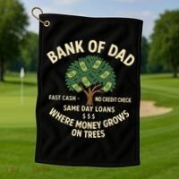 Bank Of Dad Fast Cash No Credit Check Same Day Loans Golf Towel thumb 1