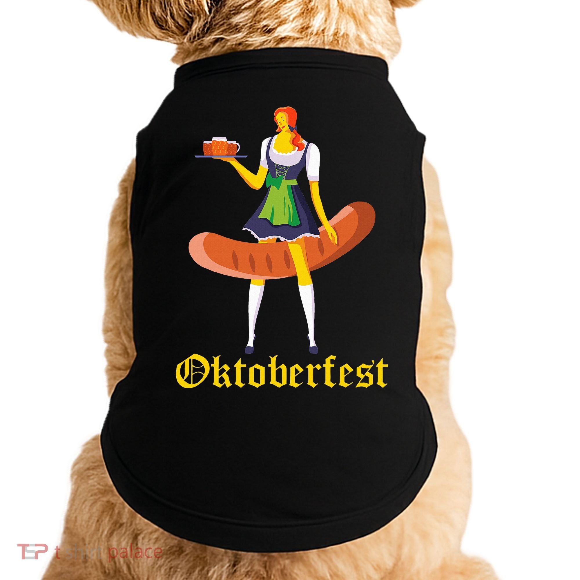 Barmaid Oktoberfest Funny German Woman Dirndl Bratwurst Doggie Tank