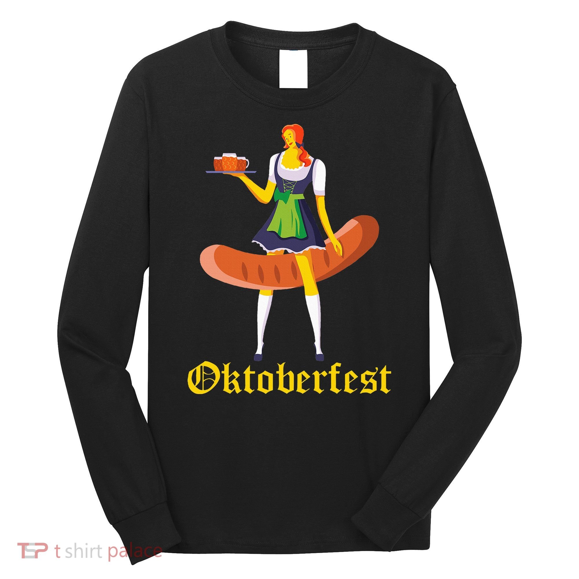 Barmaid Oktoberfest Funny German Woman Dirndl Bratwurst Long Sleeve Shirt