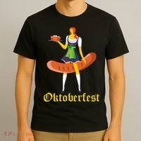 Barmaid Oktoberfest Funny German Woman Dirndl Bratwurst T-Shirt thumb 3