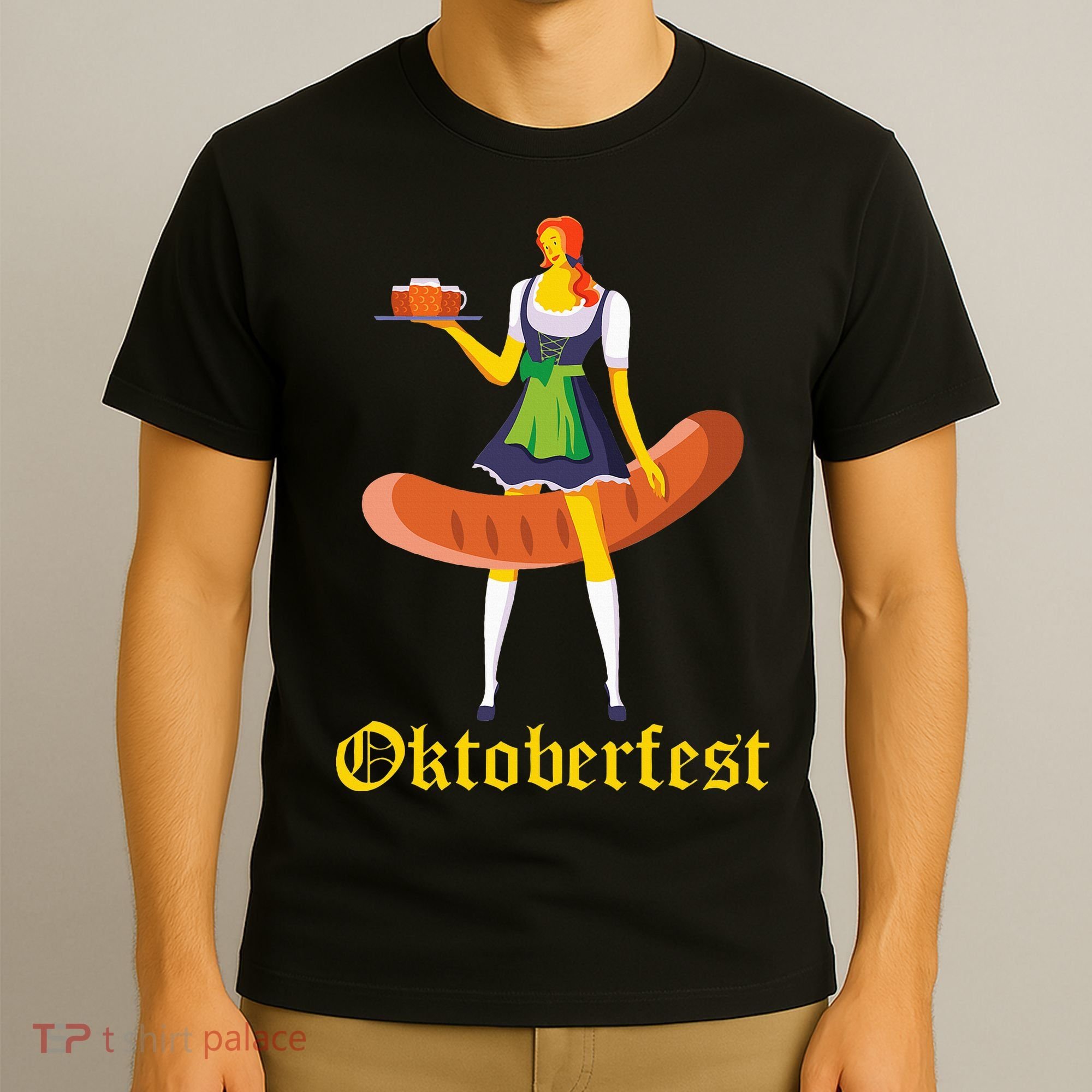 Barmaid Oktoberfest Funny German Woman Dirndl Bratwurst T-Shirt