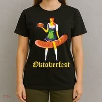 Barmaid Oktoberfest Funny German Woman Dirndl Bratwurst T-Shirt thumb 4