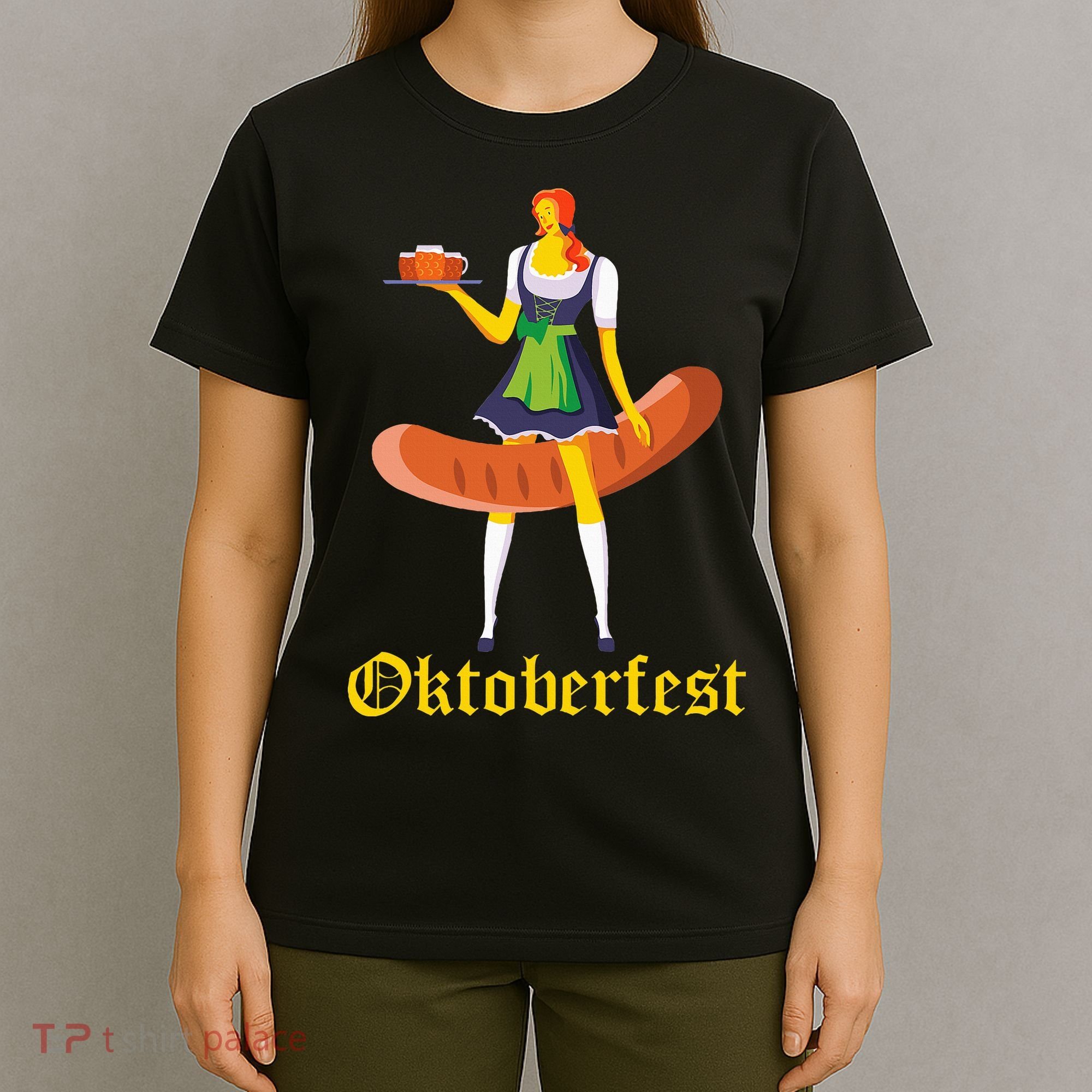 Barmaid Oktoberfest Funny German Woman Dirndl Bratwurst T-Shirt
