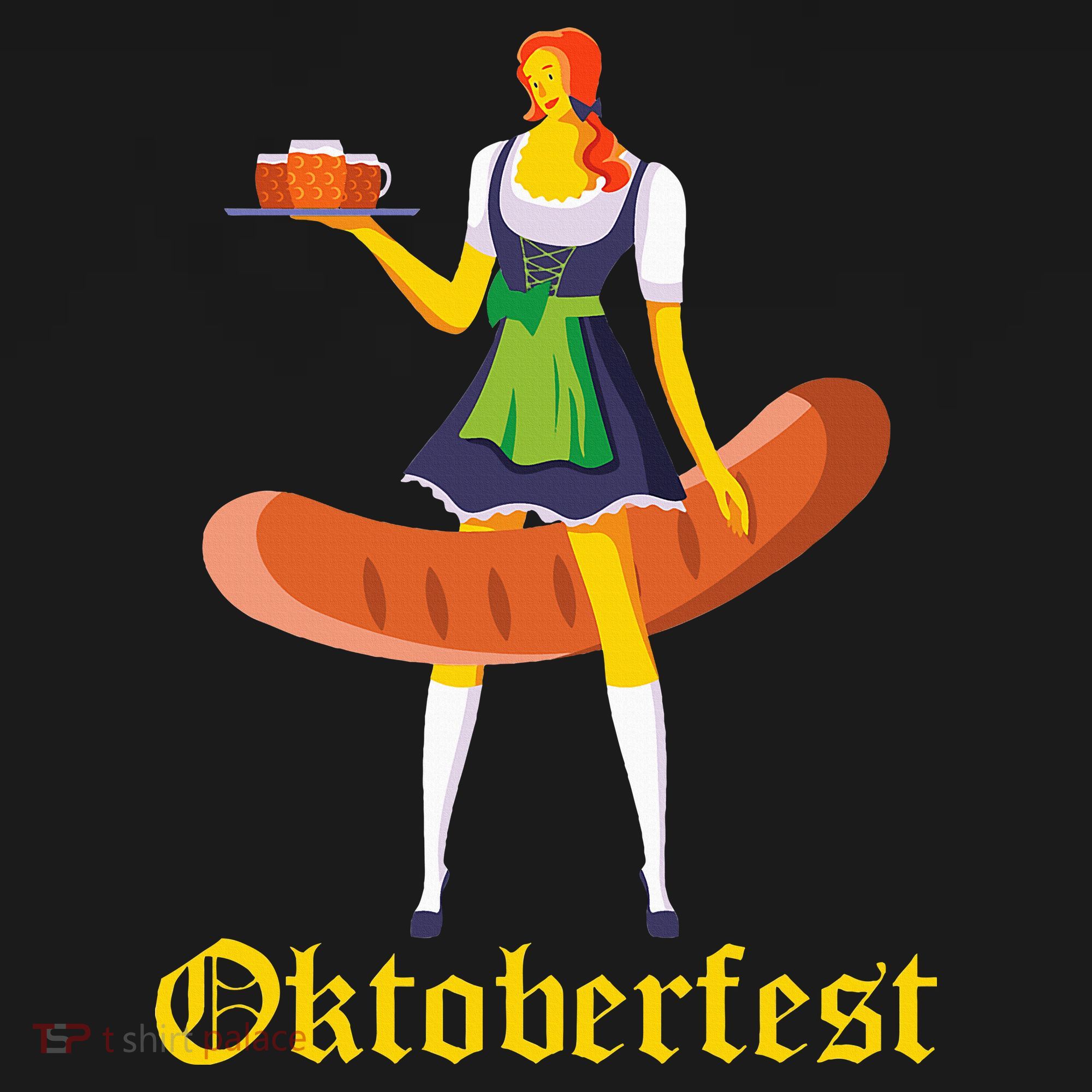 Barmaid Oktoberfest Funny German Woman Dirndl Bratwurst T-Shirt