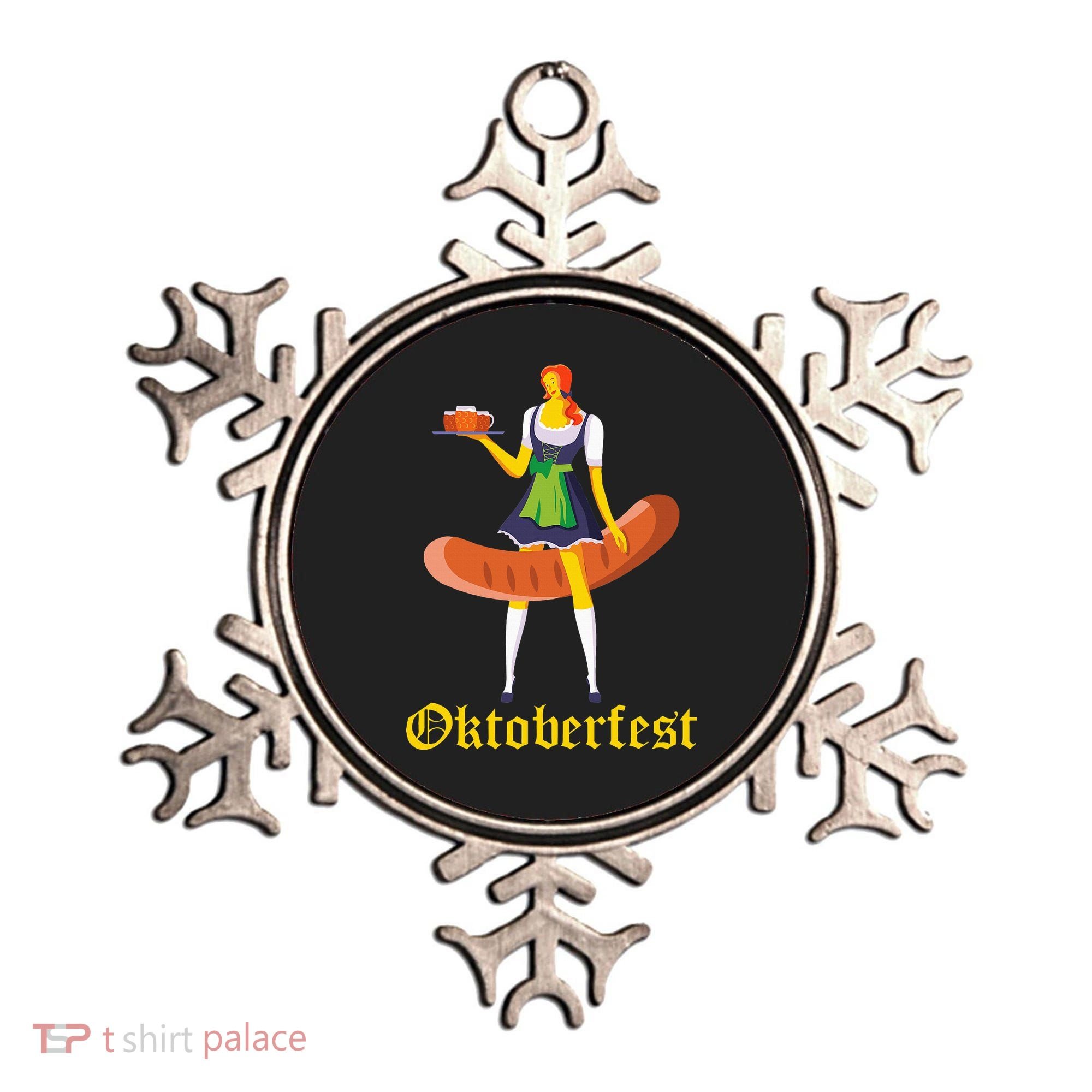 Barmaid Oktoberfest Funny German Woman Dirndl Bratwurst Ornament