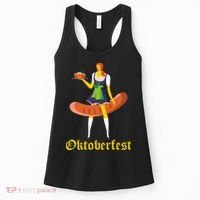 Barmaid Oktoberfest Funny German Woman Dirndl Bratwurst Women's Tank Top thumb 0