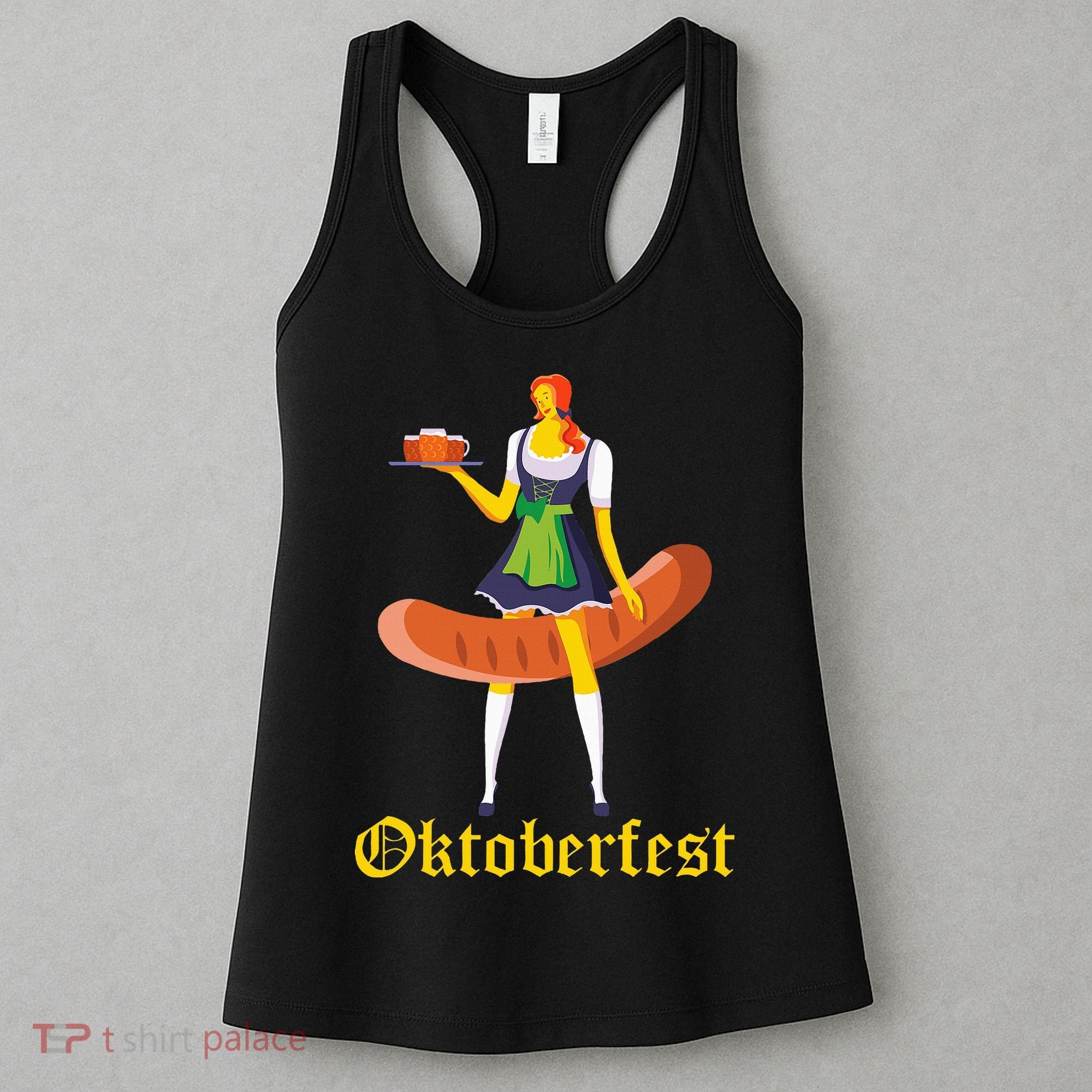 Barmaid Oktoberfest Funny German Woman Dirndl Bratwurst Women's Tank Top