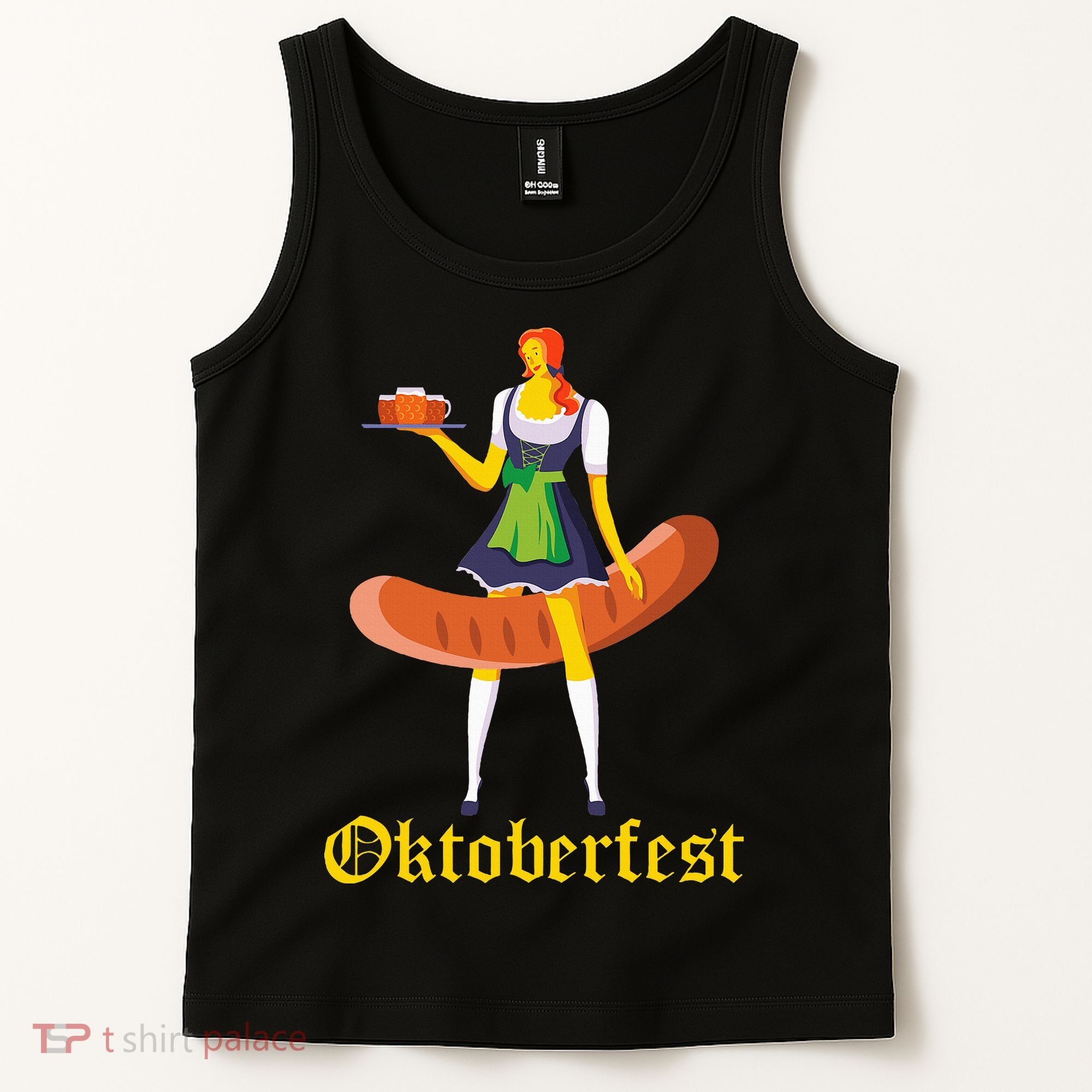Barmaid Oktoberfest Funny German Woman Dirndl Bratwurst Tank Top
