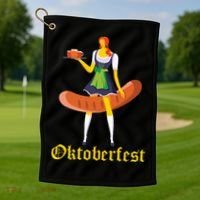 Barmaid Oktoberfest Funny German Woman Dirndl Bratwurst Golf Towel thumb 1