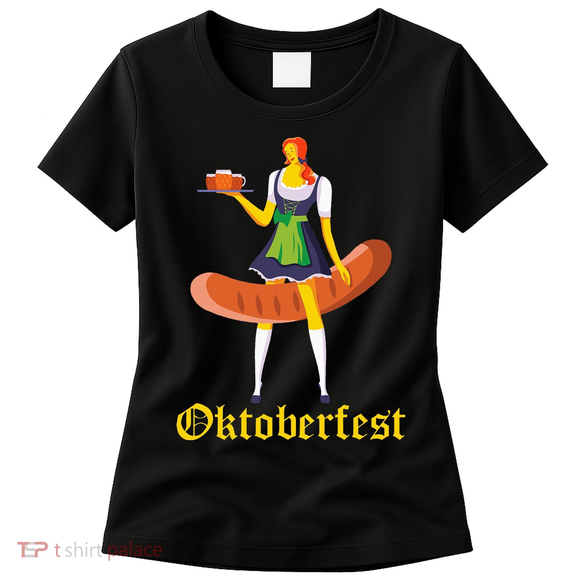 Barmaid Oktoberfest Funny German Woman Dirndl Bratwurst Women's T-Shirt