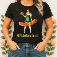 Barmaid Oktoberfest Funny German Woman Dirndl Bratwurst Women's T-Shirt thumb 2