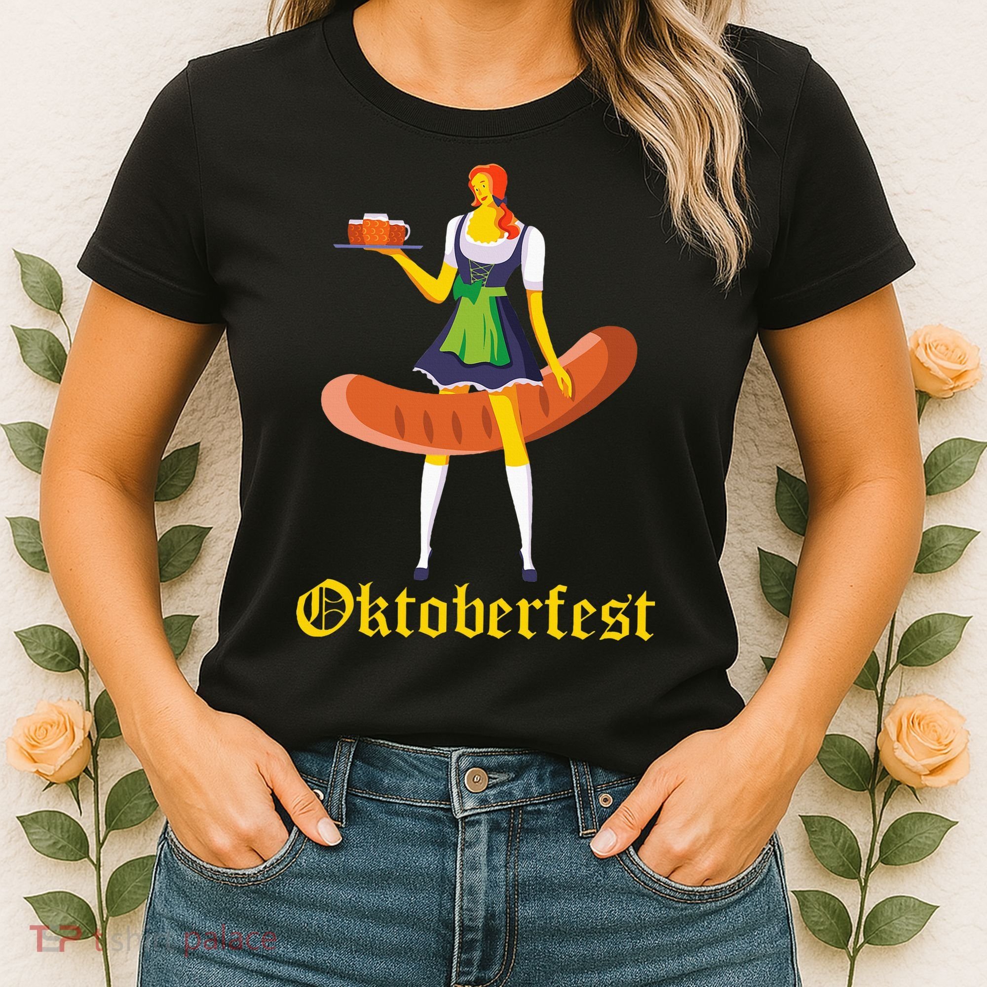 Barmaid Oktoberfest Funny German Woman Dirndl Bratwurst Women's T-Shirt