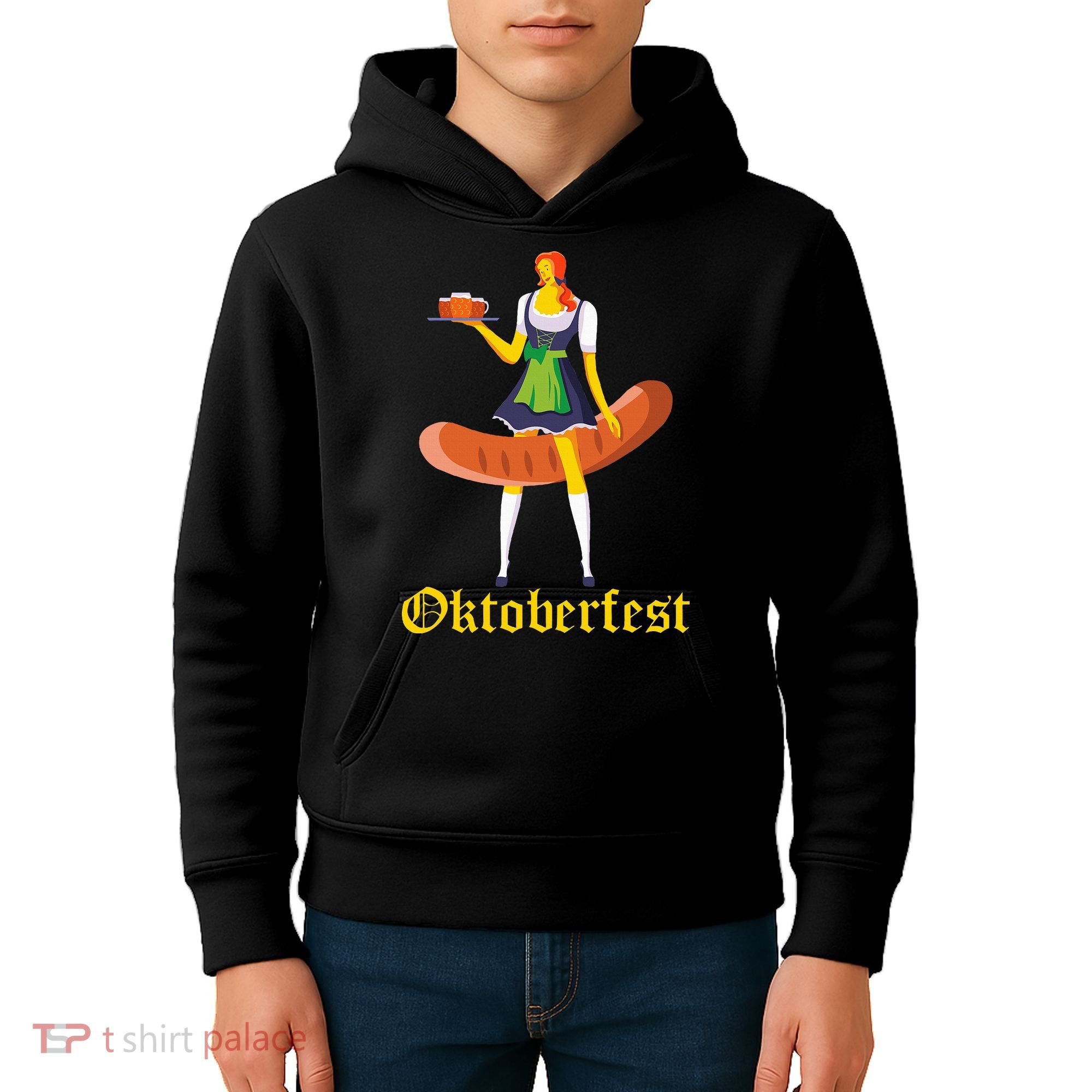 Barmaid Oktoberfest Funny German Woman Dirndl Bratwurst Kids Hoodie