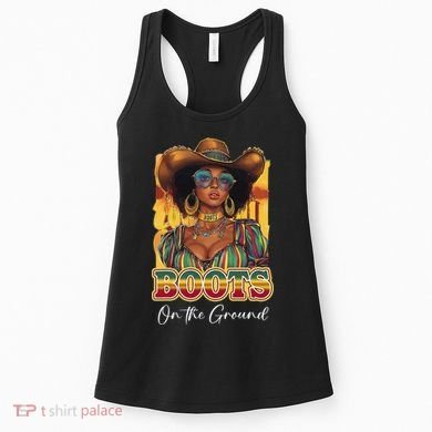 Boots On Ground Juneteenth Cowgirl Linedance Boots Western Women's Tank Top