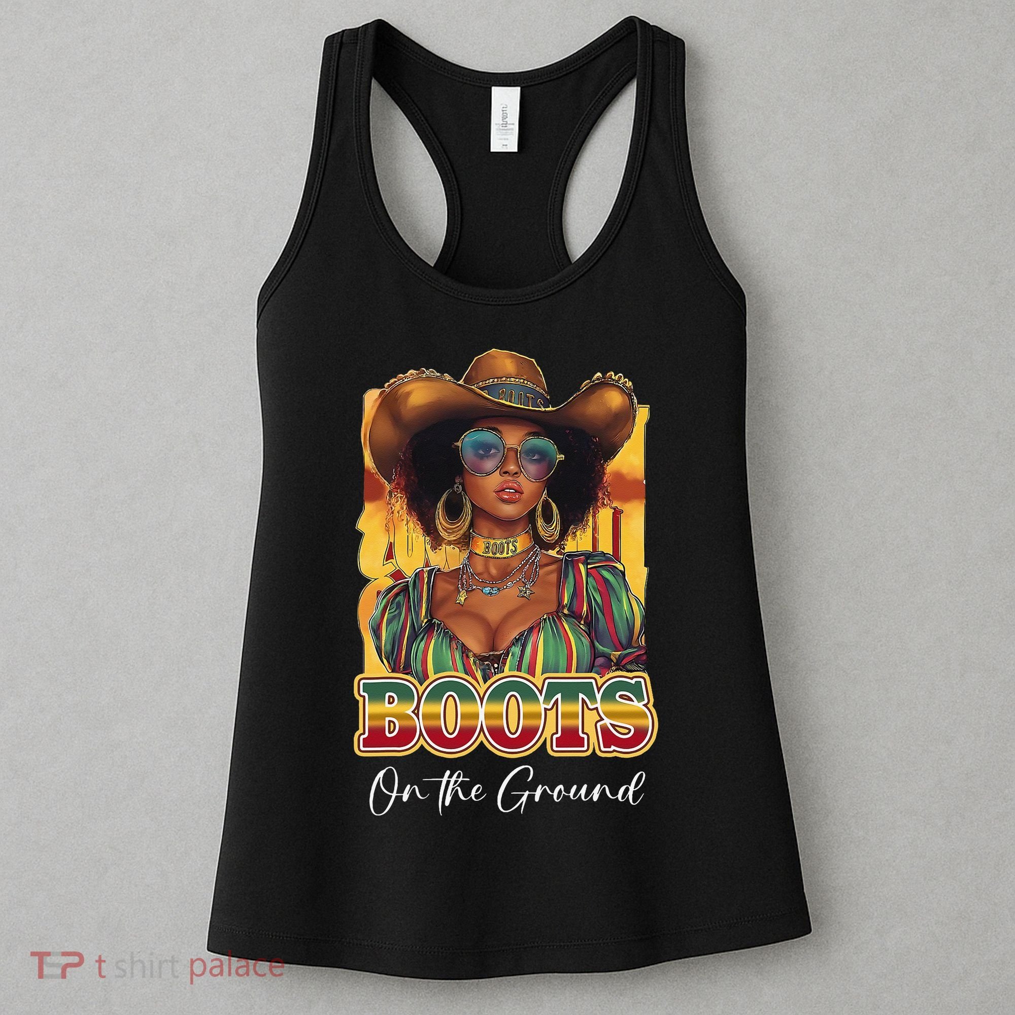 Boots On Ground Juneteenth Cowgirl Linedance Boots Western Women's Tank Top