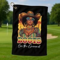 Boots On Ground Juneteenth Cowgirl Linedance Boots Western Golf Towel thumb 1